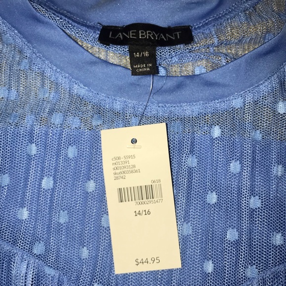 NWT Lane Bryant Illusion Dot Mesh Tank Blue 14/16 - Picture 4 of 5
